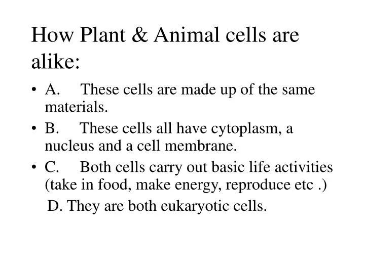 how plant animal cells are alike n.