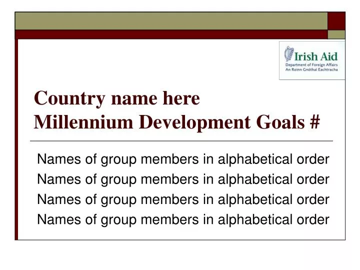 country name here millennium development goals n.