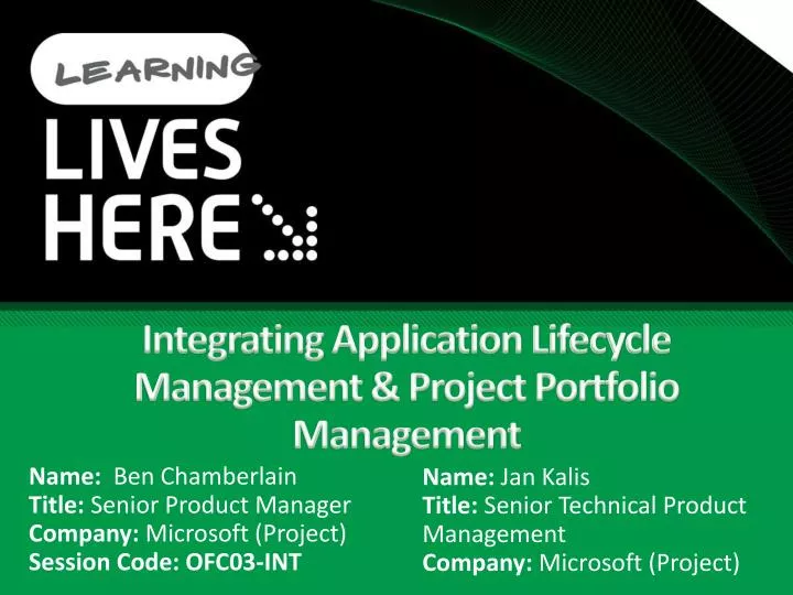integrating application lifecycle management project portfolio management n.