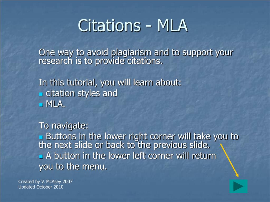 in text citation presentation mla