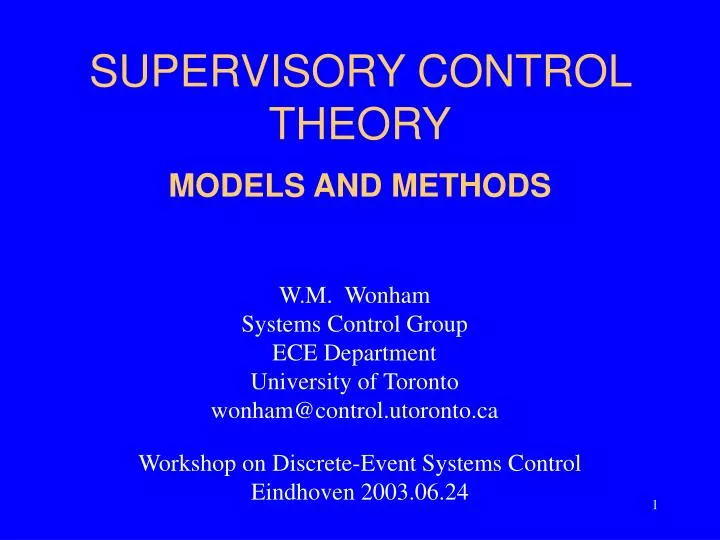 supervisory control theory n.