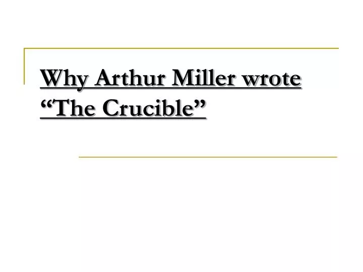 why i wrote the crucible thesis