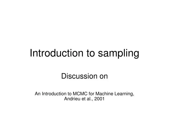 introduction to sampling n.