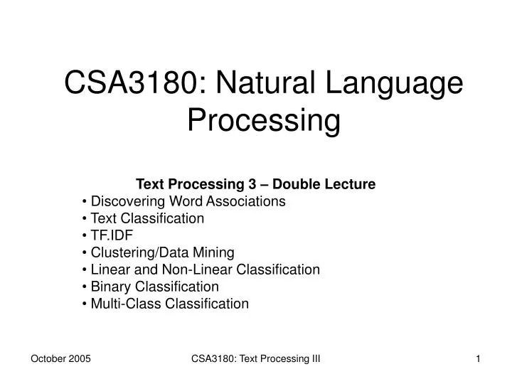 csa3180 natural language processing n.