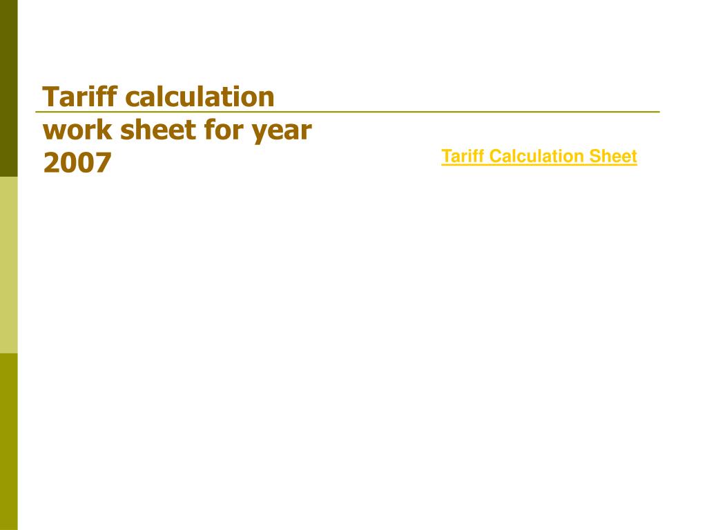 Tariff Worksheet PPT - Bandula S. Tilakasena Project Director Trincomalee Coal Power ...
