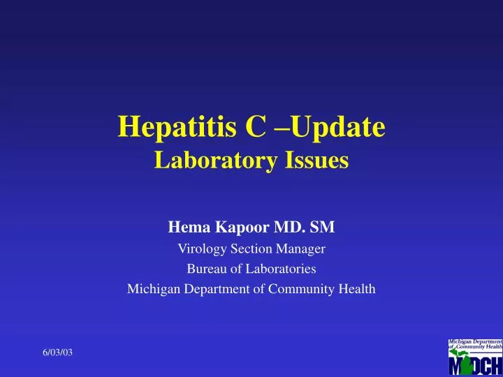 hepatitis c update laboratory issues n.