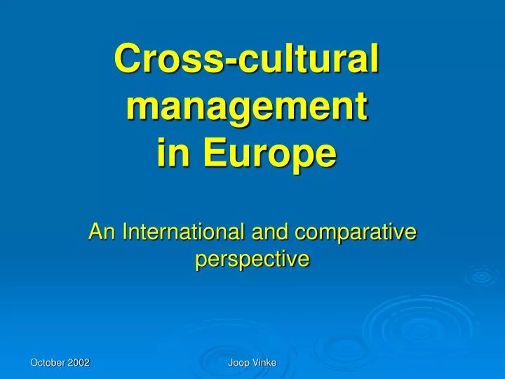 cross cultural management in europe n.