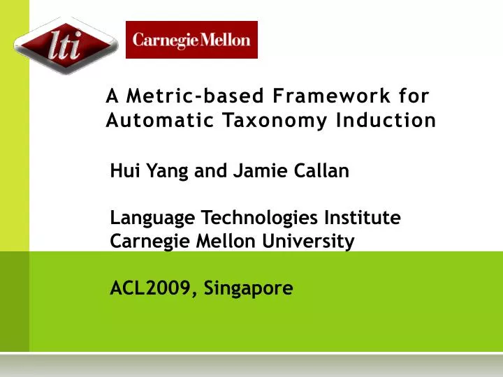 a metric based framework for automatic taxonomy induction n.