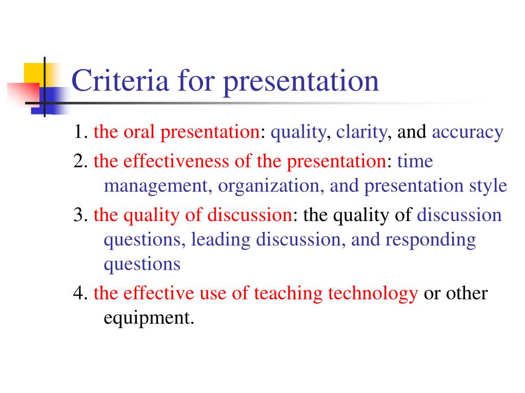 criteria of video presentation