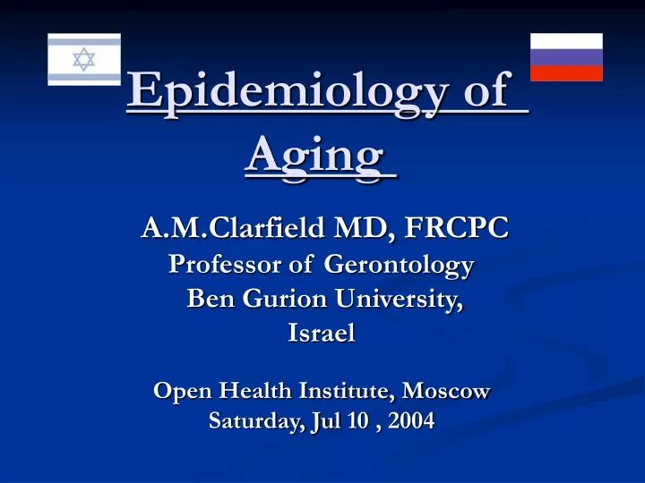 epidemiology of aging n.