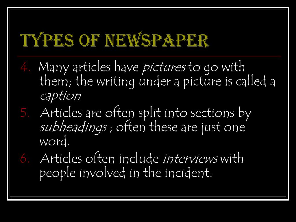 essay on types of newspaper