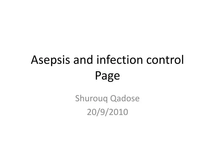 asepsis and infection control page n.