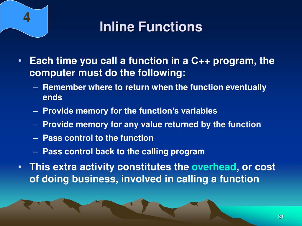 Functions in c. 3. POWERPOINT functional imkoniyatlari. Inline function