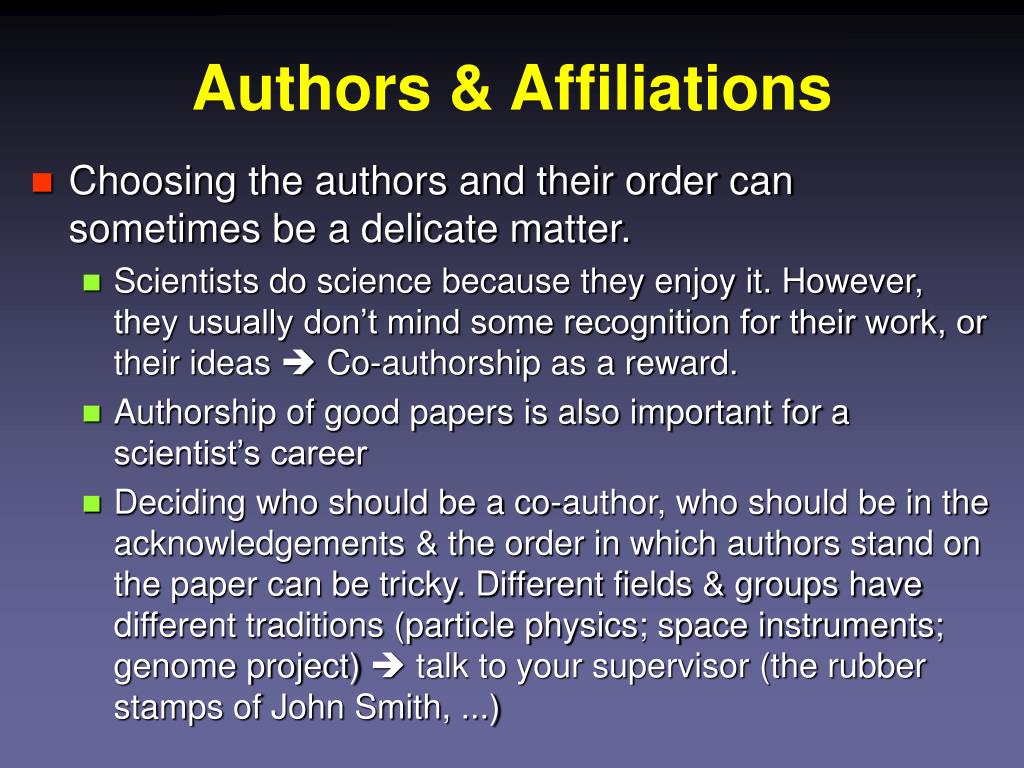 author affiliation in research paper example