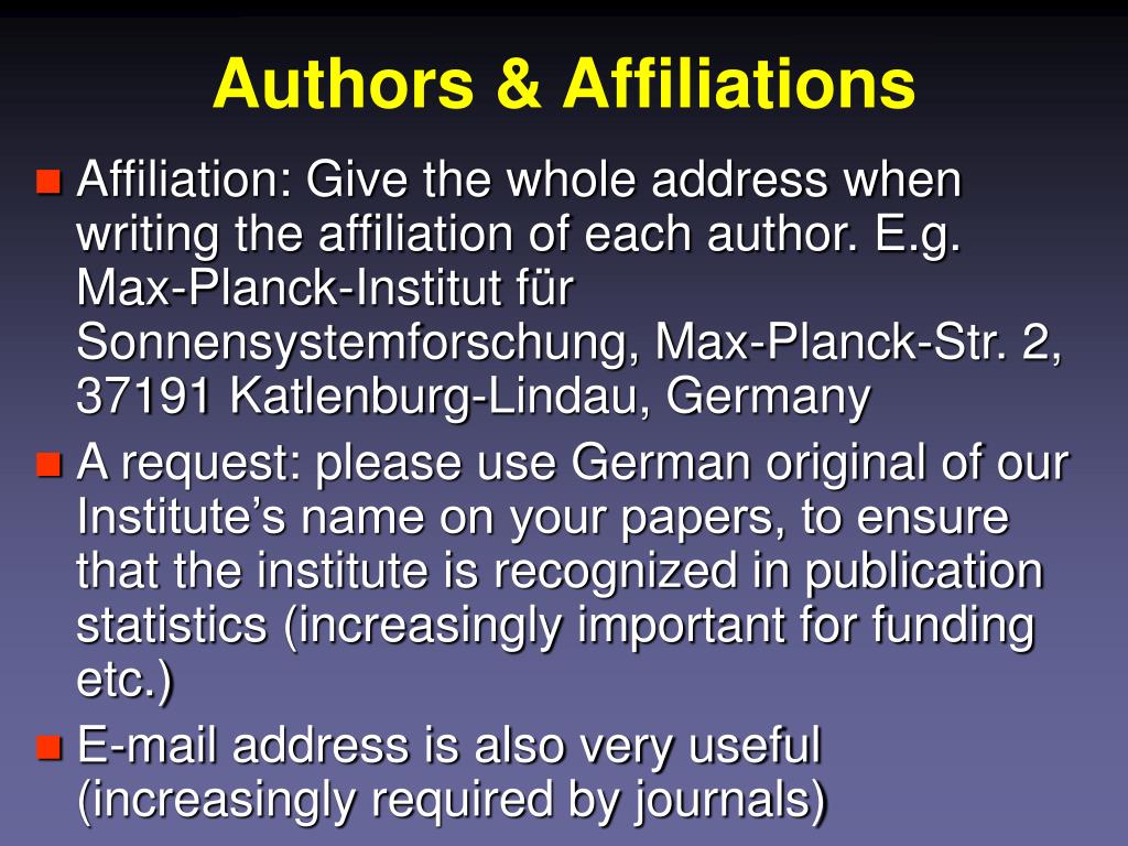 what is affiliation in research paper