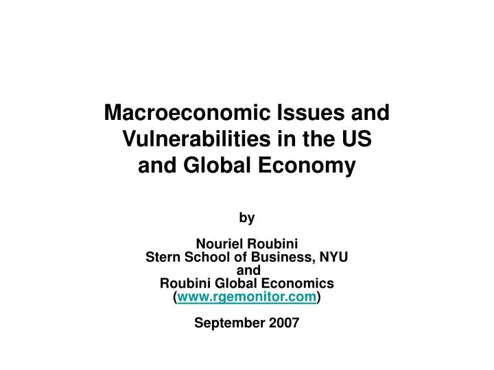macroeconomic issues and vulnerabilities in the us and global economy n.