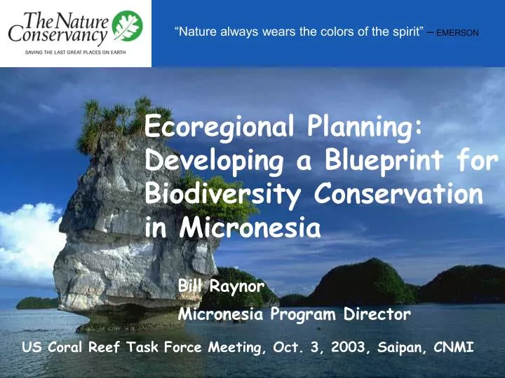 ecoregional planning developing a blueprint for biodiversity conservation in micronesia n.