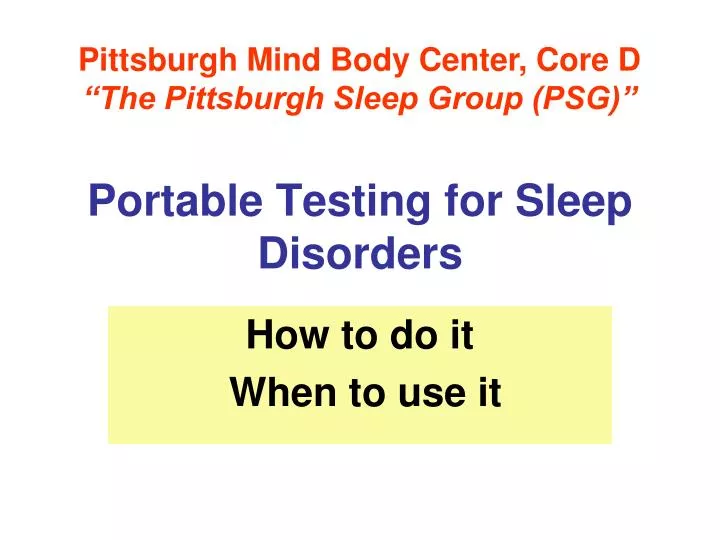 portable testing for sleep disorders n.