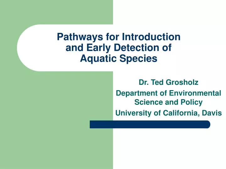 pathways for introduction and early detection of aquatic species n.