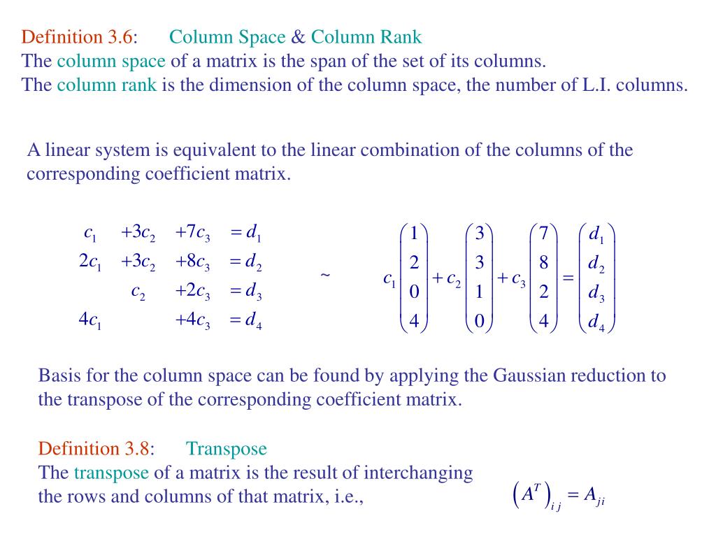 Column definition. Ядро матрицы. Column Space of Matrix. Размерность ядра матрицы. Найти Базис ядра матрицы.
