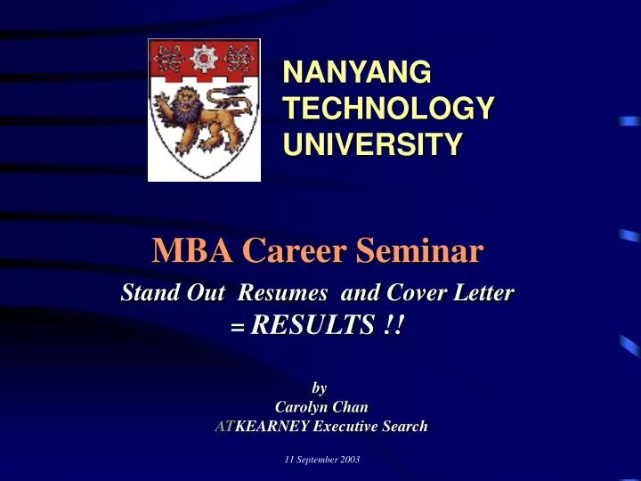 mba career seminar stand out resumes and cover letter results n.
