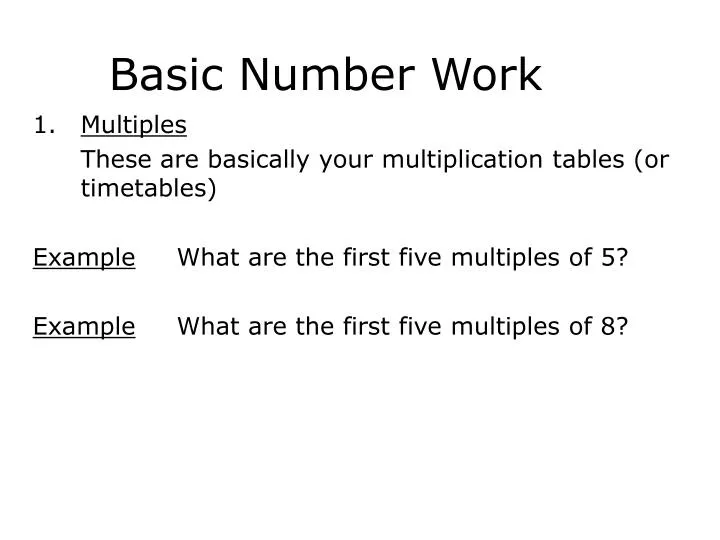 basic number work n.