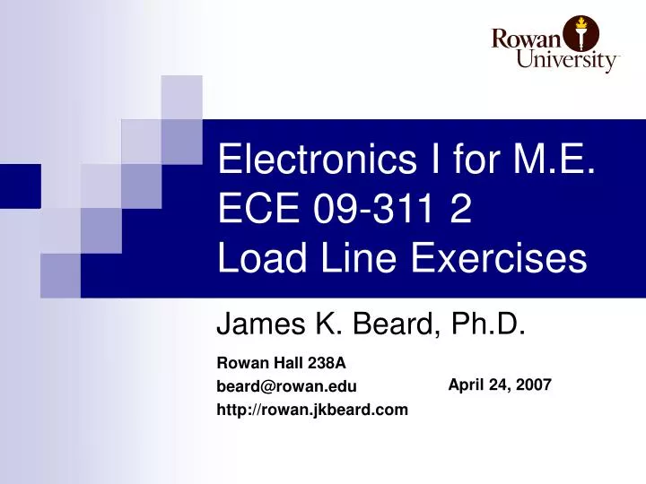electronics i for m e ece 09 311 2 load line exercises n.