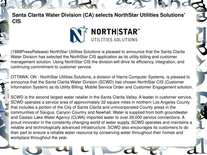 ppt-santa-clarita-water-division-ca-selects-northstar-utilitie
