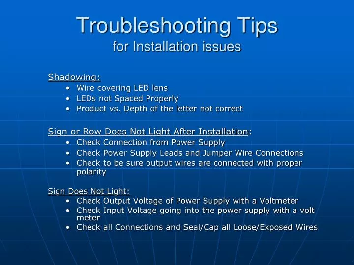 troubleshooting tips for installation issues n.