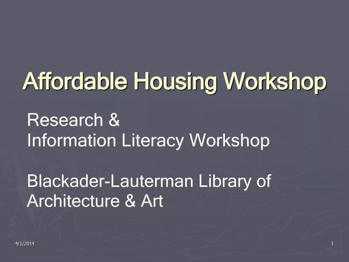 affordable housing workshop n.