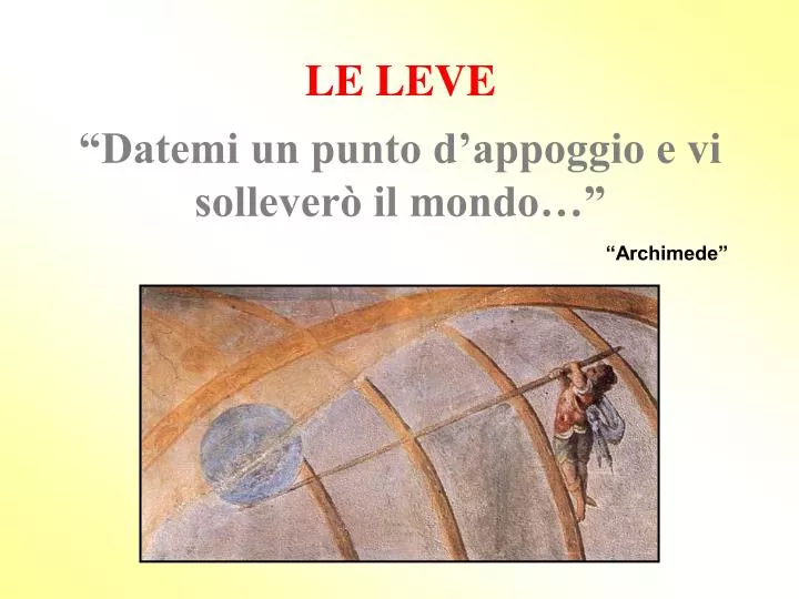 Datemi Un Punto Di Appoggio E Vi Solleverò Il Mondo Datemi Un Punto Di Appoggio E Vi Solleverò Il Mondo