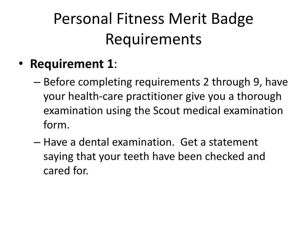 Personal Fitness Merit Badge Chart