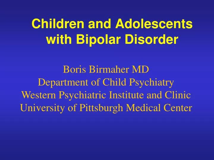 children and adolescents with bipolar disorder n.
