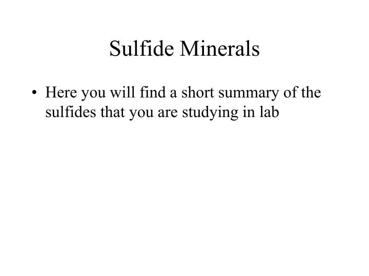 sulfide minerals n.