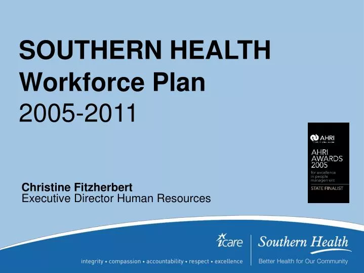 southern health workforce plan 2005 2011 n.