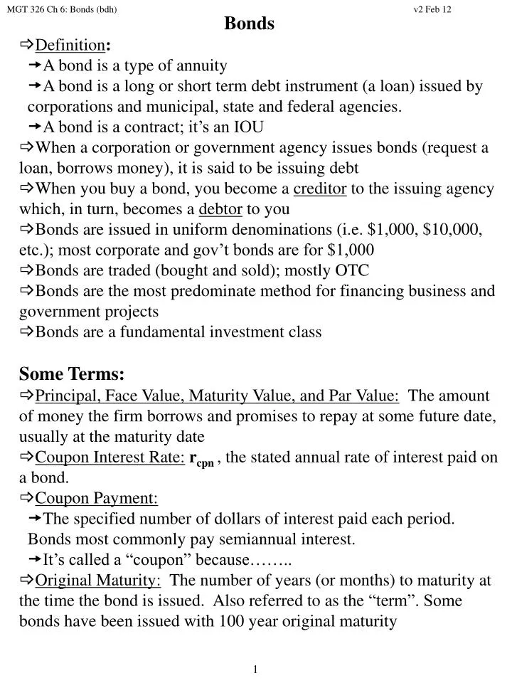 Ppt Bonds Definition A Bond Is A Type Of Annuity Powerpoint Presentation Id 628979