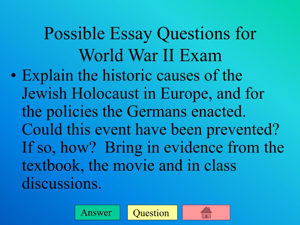 World War I Essay Questions:? | Yahoo Answers