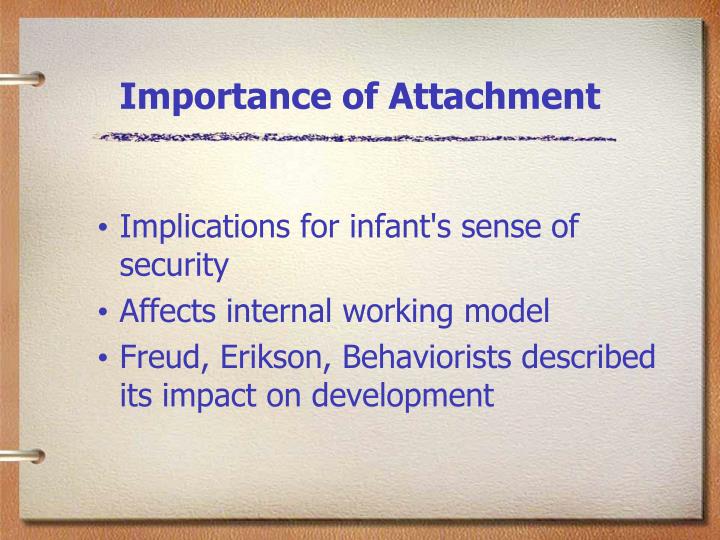 the importance of attachment Important for preschoolers attachment and bonding should be reinforced throughout the early childhood years the strong emotional ties an infant forms with. the importance of attachment Important for preschoolers attachment and bonding should be reinforced throughout the early childhood years the strong emotional ties an infant forms with.