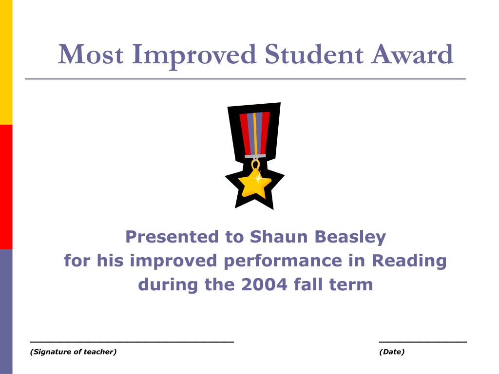 Ppt Most Improved Student Award Powerpoint Presentation Free Download Id 630196