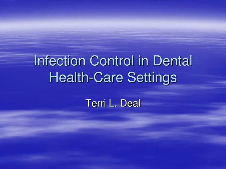 infection control in dental health care settings n.