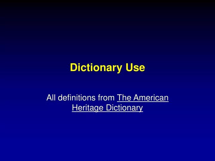 dictionary use n.