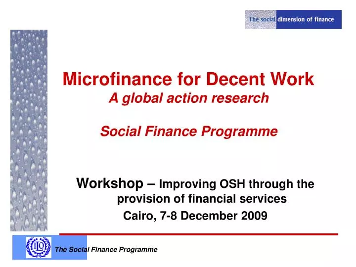 microfinance for decent work a global action research social finance programme n.