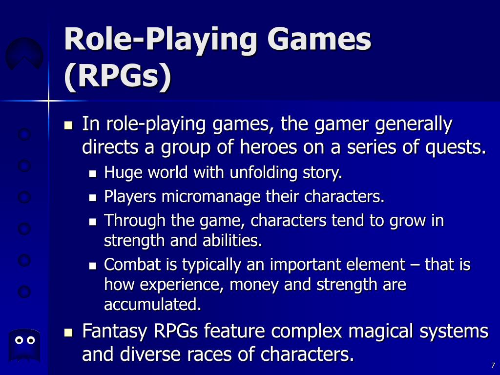 Characteristics of the different types of Role-Playing Games