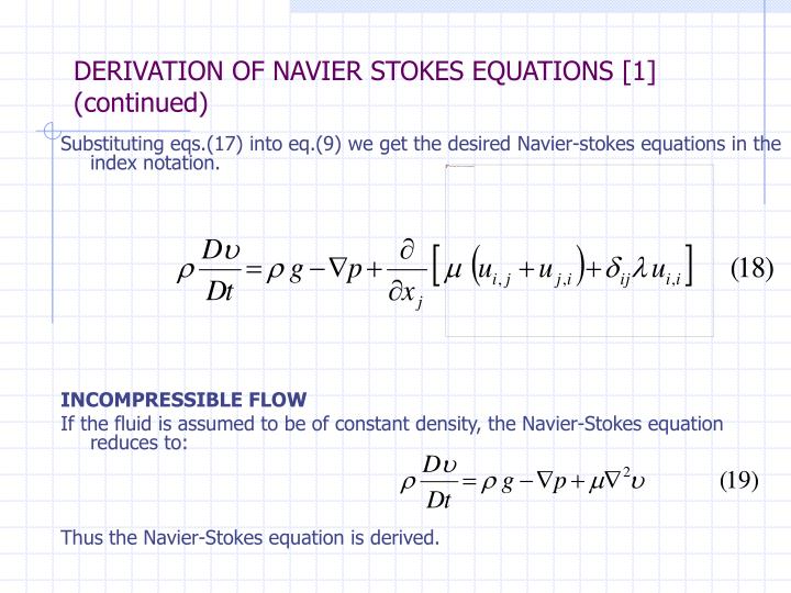 PPT - DERIVATION & SOLUTION METHODS FOR THE STEADY INCOMPRESSIBLE ...