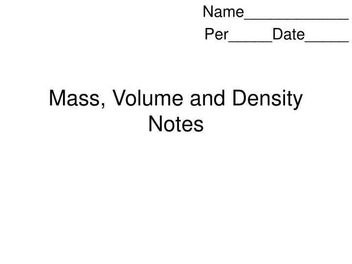 mass volume and density notes n.