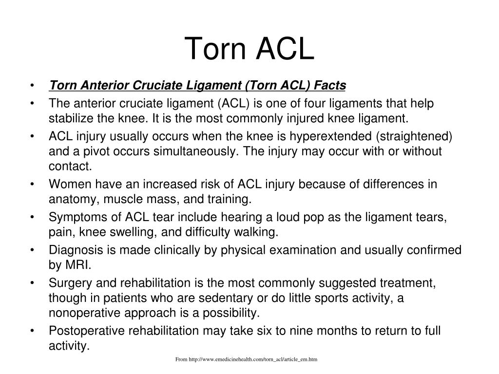 acl torn knee presentation ppt joint ligament cruciate facts anterior powerpoint nerve slideserve