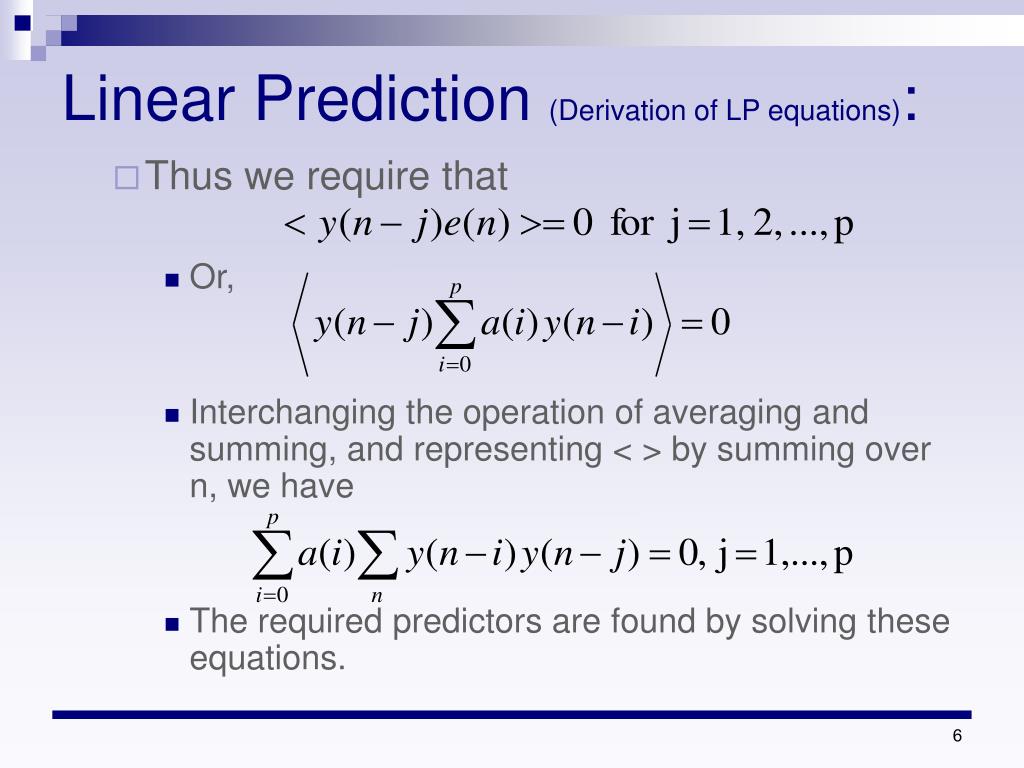 PPT - Linear Prediction PowerPoint Presentation, free download - ID:634433