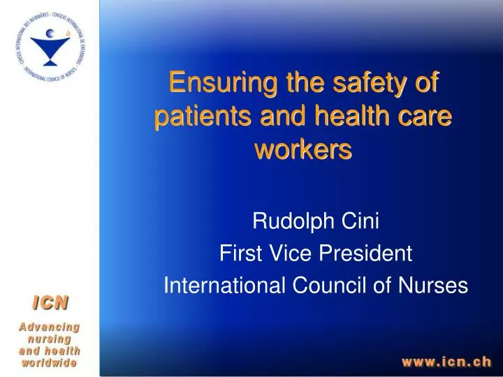 ensuring the safety of patients and health care workers n.