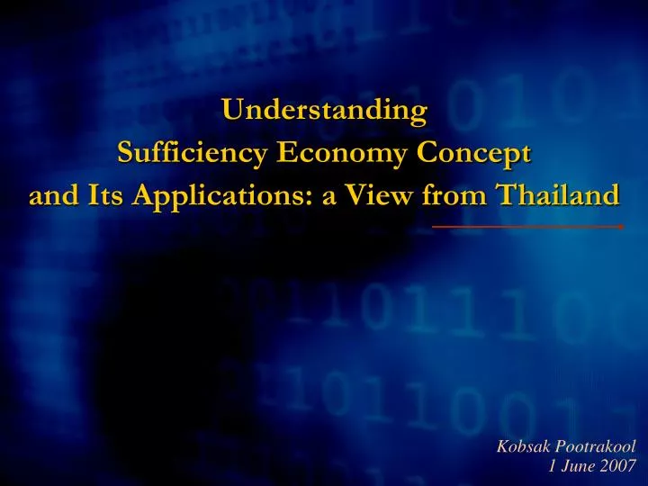 understanding sufficiency economy concept and its applications a view from thailand n.