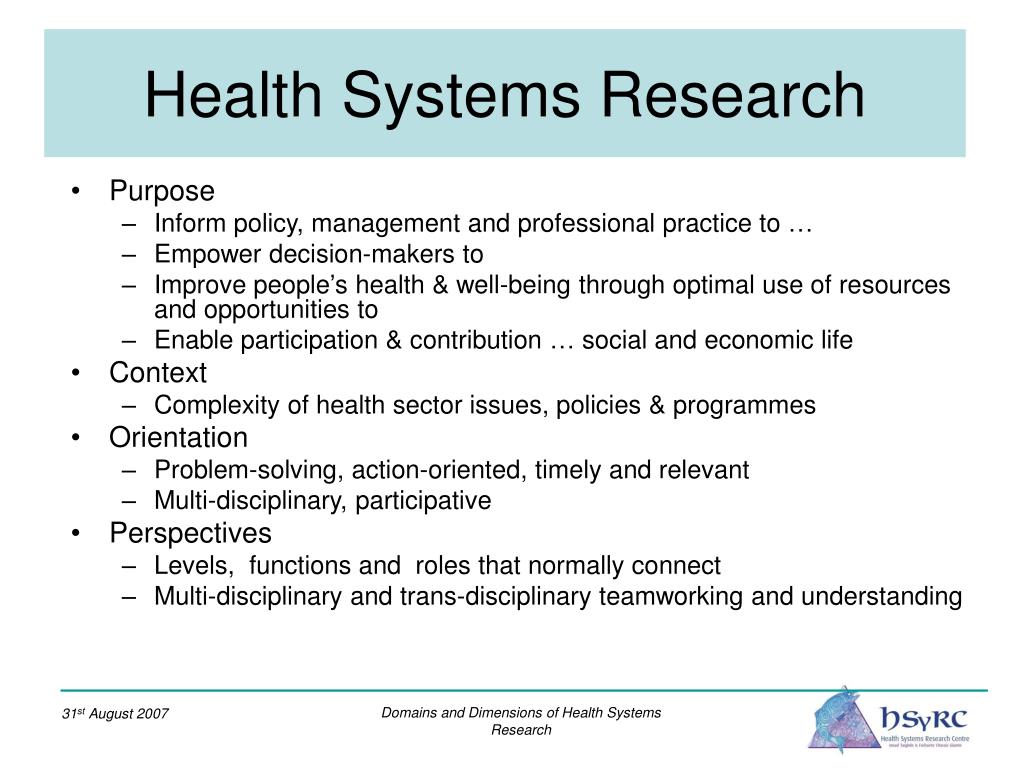 type of health system research